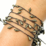 Load image into Gallery viewer, Pyrite Drop Dangle Oxidized Wire Chain. PYR25