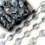 Load image into Gallery viewer, Coated Labradorite Hexagon Shape Bezel Oxidized Wire Chain. CLB8