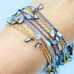 Load image into Gallery viewer, White Moonstone Pear Shape Dangle Wire Chain. WMS1