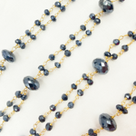 Load image into Gallery viewer, Coated Black Spinel Gold Plated Wire Chain. BSP41