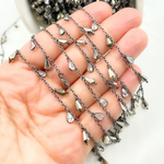 Load image into Gallery viewer, Pyrite with CZ Oxidized Wire Wrap Chain. PYR9