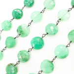 Load image into Gallery viewer, Chrysoprase Coin Shape Oxidized Wire Chain