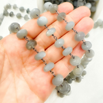 Load image into Gallery viewer, Grey Moonstone Oxidized Wire Chain. GMS2