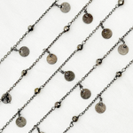 Load image into Gallery viewer, Pyrite and Dangle Disc Oxidized Connected Wire Chain. PYR19