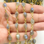 Load image into Gallery viewer, Labradorite Pear Shape Bezel Chain. LAB57