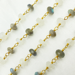 Load image into Gallery viewer, Labradorite & White Rainbow Moonstone Gold Plated Wire Chain. LMS2