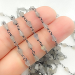 Load image into Gallery viewer, Labradorite Cone Shape Oxidized Wire Chain. LAB43