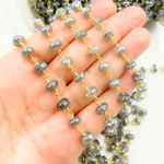 Load image into Gallery viewer, Coated Labradorite Gold Plated Wire Chain. CLB44