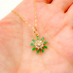 Load image into Gallery viewer, 14K Solid Gold Diamond Sun Shape Charm. GDP634