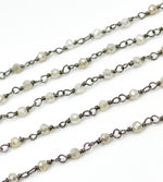 Load image into Gallery viewer, Coated Moonstone Oxidized 925 Sterling Silver Wire Chain. CMS48