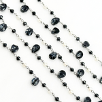 Load image into Gallery viewer, Black Spinel & Pearl Oxidized Wire Chain. PRL13