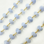 Load image into Gallery viewer, Blue Lace Agate Gold Plated Wire Chain. BLU4
