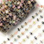 Load image into Gallery viewer, Multi Tourmaline Gold Plated Wire Chain. MTO5