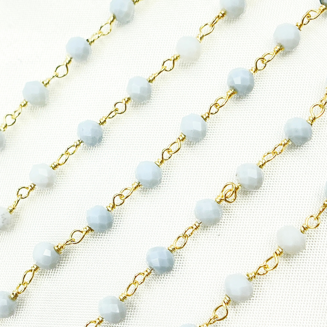 Blue Opal Gold Plated Wire Chain. BLO2