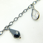 Load image into Gallery viewer, Black Spinel Drop &amp; CZ Pear Shape Dangle Oxidized Wire Chain. BSP39
