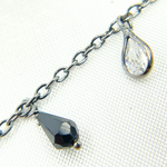 Load image into Gallery viewer, Black Spinel Drop & CZ Pear Shape Dangle Oxidized Wire Chain. BSP39