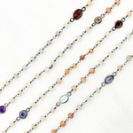 Load image into Gallery viewer, Multi Moonstone & Multi Stone Oxidized Wire Chain