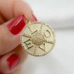 Load image into Gallery viewer, GDP506. 14k Solid Gold Diamond Medallion Love Charm