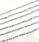 Load image into Gallery viewer, Pink Opal faceted Roundel Wire Wrapped Chain