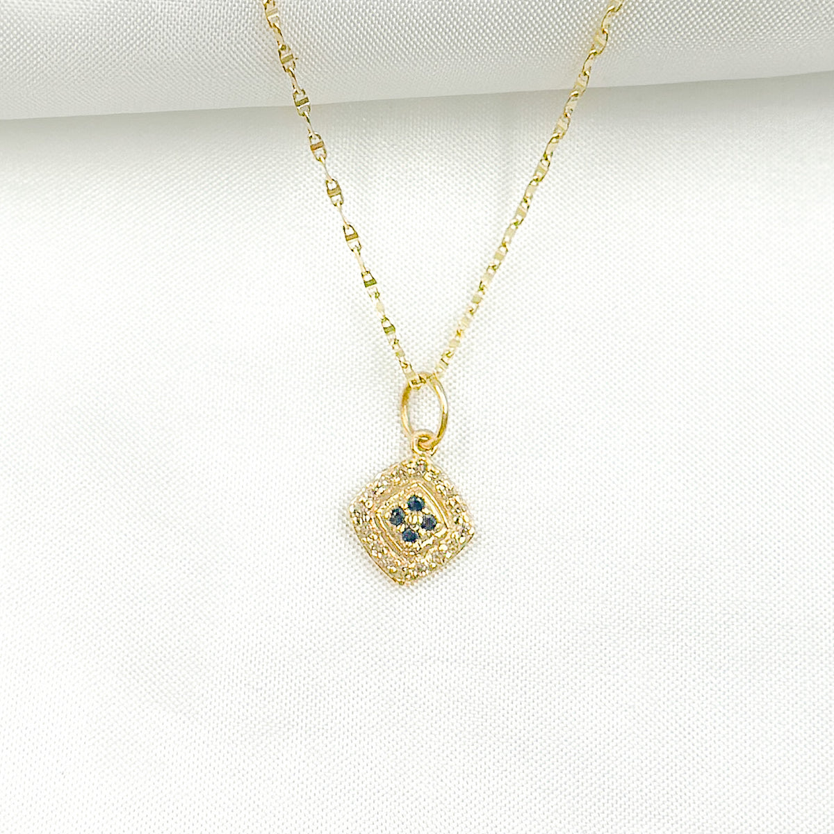 GDP387. 14K Solid Gold Diamond Charm with Gemstones