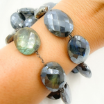 Load image into Gallery viewer, Coated Labradorite Oval Shape Oxidized Wire Chain. CLB45