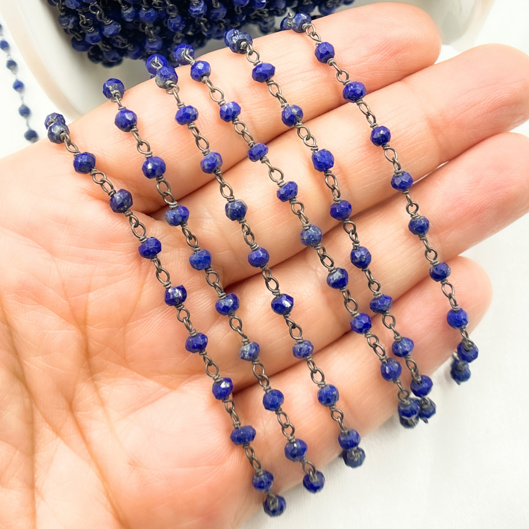 Lapis Lazuli Oxidized Wire Chain. LAP5