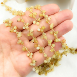 Load image into Gallery viewer, Yellow Opal Cluster Dangle Gold Plated Wire Chain. OPA14