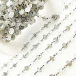 Load image into Gallery viewer, Labradorite & White Rainbow Moonstone Oxidized Wire Chain. LMS4