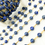 Load image into Gallery viewer, Lapis Lazuli Round Gold Plated Wire Chain. LAP9