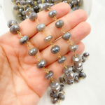 Load image into Gallery viewer, Coated Taupe Moonstone Gold Plated Wire Chain. CMS79