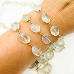 Load image into Gallery viewer, Aquamarine Oval Gold Plated Wire Chain.
