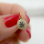 Load image into Gallery viewer, 14k Solid Gold Diamond and Gemstone Octagon Charm