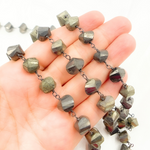 Load image into Gallery viewer, Nugget Pyrite Oxidized 925 Sterling Silver Wire Chain. PYR11