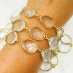 Load image into Gallery viewer, Crystal Organic Shape Bezel Gold Plated Wire Chain. CR9