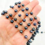 Load image into Gallery viewer, Peacock Pearl Round Shape 925 Sterling Silver Wire Chain