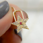 Load image into Gallery viewer, GDP511. 14k Solid Gold Diamond and Gemstone Star Charm