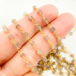 Load image into Gallery viewer, Chocolate Moonstone Gold Plated Wire Chain. MS44