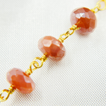 Load image into Gallery viewer, Coated Peach Moonstone Gold Plated Wire Chain. CMS78