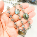 Load image into Gallery viewer, Coated Labradorite with Bezel Stone Oxidized Wire Chain. CLB30