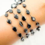 Load image into Gallery viewer, Black Spinel Tear Drop Oxidized Wire Chain. BSP21