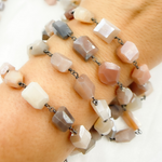 Load image into Gallery viewer, Coated Organic Multi Moonstone Oxidized Wire Chains