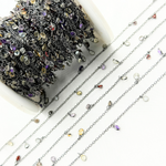Load image into Gallery viewer, Multi Gemstone Dangle Oxidized Wire Chain. MGS21
