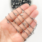 Load image into Gallery viewer, Coated Labradorite & CZ Dangle Oxidized Wire Chain. CLB60