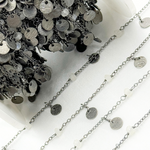 Load image into Gallery viewer, Moonstone and Dangle Disc Oxidized Wire Chain. MS34