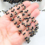 Load image into Gallery viewer, Black Spinel Cluster Dangle 3.5mm Gold Plated Wire Chain. BSP56