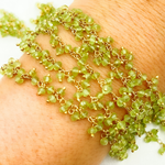 Load image into Gallery viewer, Peridot Cluster Dangle Gold Plated Wire Chain. PER5