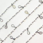 Load image into Gallery viewer, Pearl & CZ Dangle Oxidized Wire Chain. PRL10