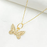 Load image into Gallery viewer, 14k Solid Gold Diamonds Butterfly Charm. GDP614