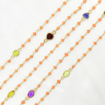 Load image into Gallery viewer, Carnelian &amp; Multi Stone Gold Plated Wire Chain. CAR9
