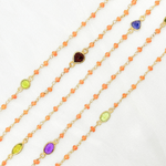 Load image into Gallery viewer, Carnelian & Multi Stone Gold Plated Wire Chain. CAR9